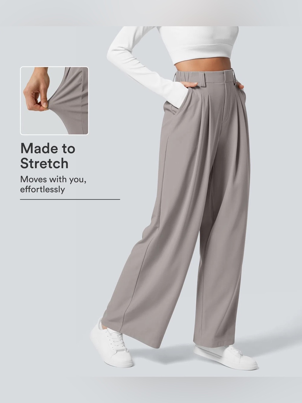 NWT Halara High Waisted Wide Leg Stretch Dress Pants Black Size M Tall